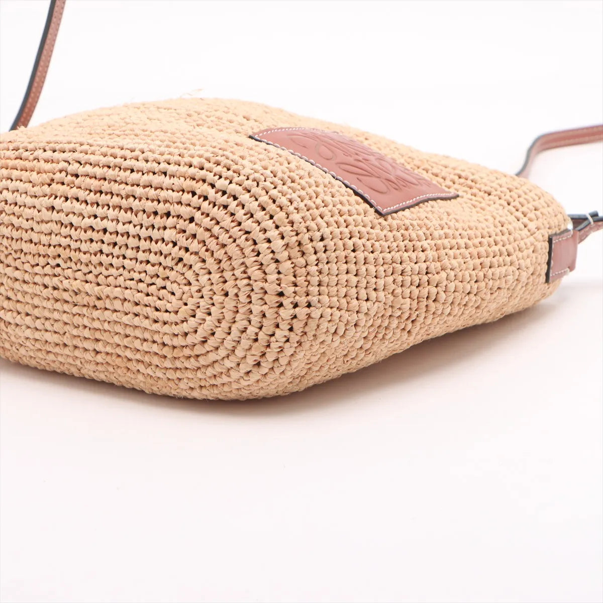 Loewe Pochette Raffia x Calfskin Shoulder Bag Beige