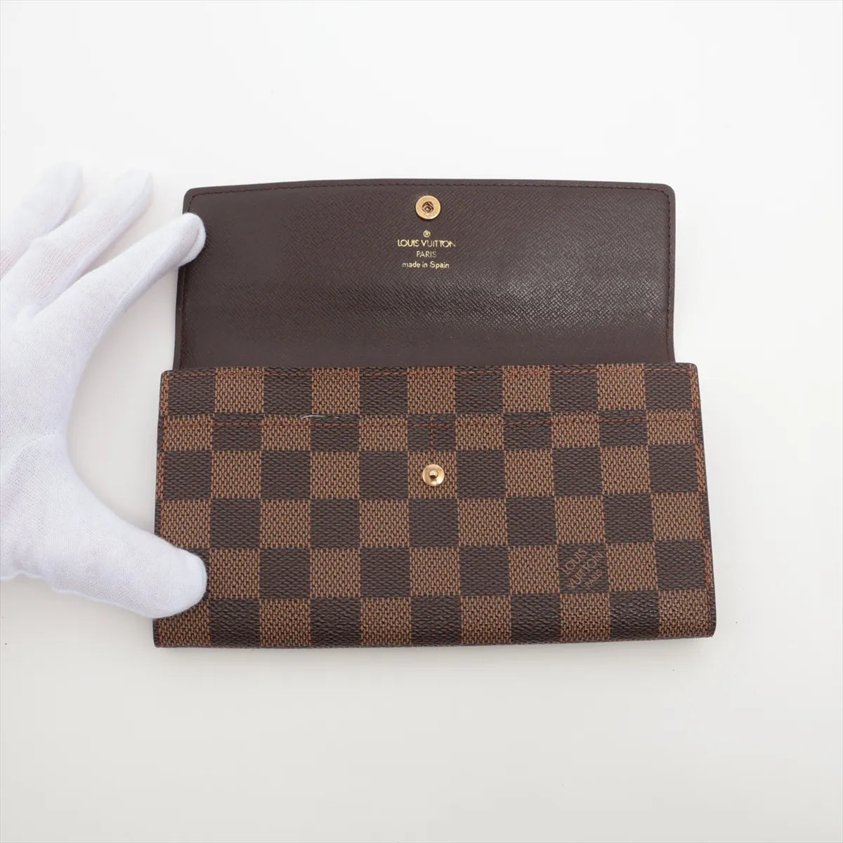 Louis Vuitton Damier Ebene Pochette Monecredit Long Wallet Brown