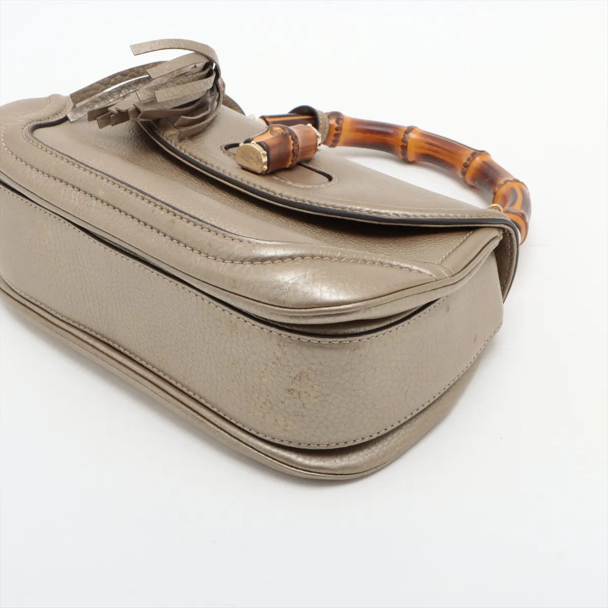 Gucci New Bamboo Leather Handbag Gold
