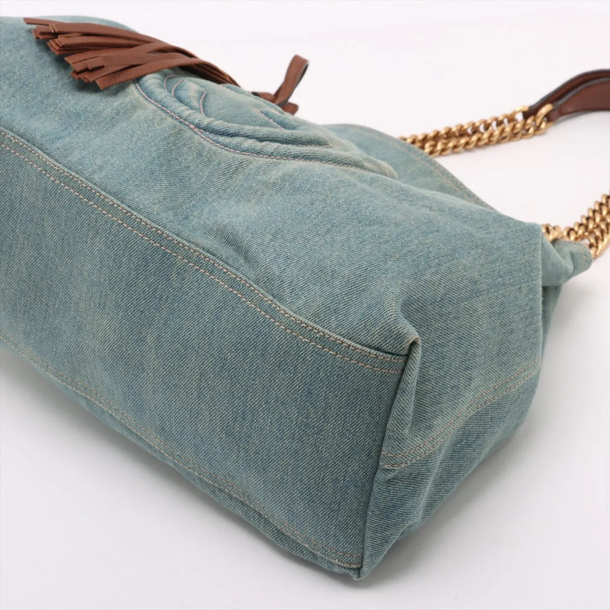 Gucci Soho Denim Chain Tote Bag Blue