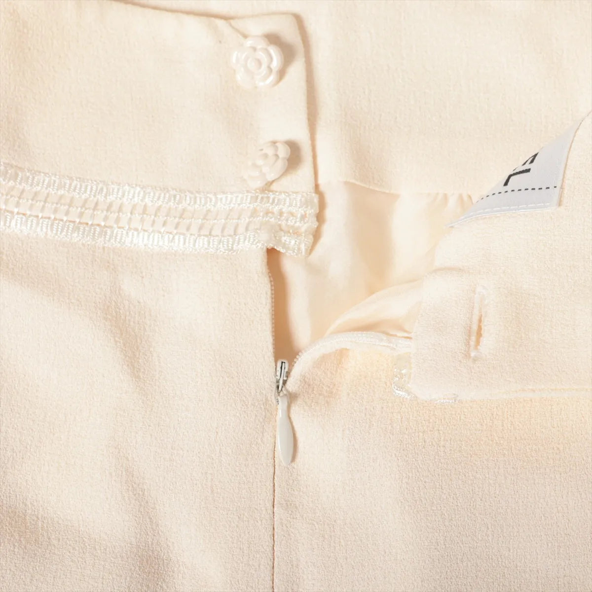 Chanel Camelia Button Skirt Ivory