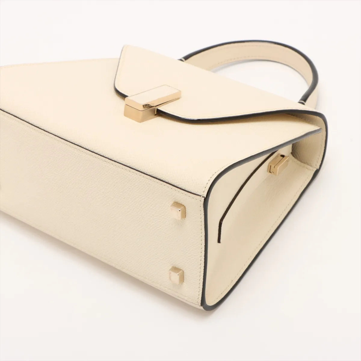 Valextra Iside Mini Leather Two-Way Handbag Ivory