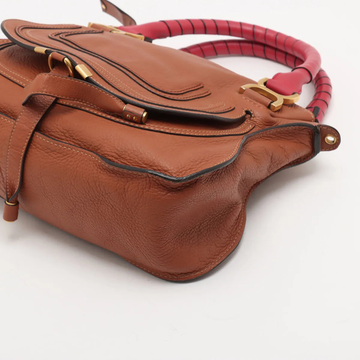 Chloe Marcy Leather Two-Way Handbag Brown x Pink