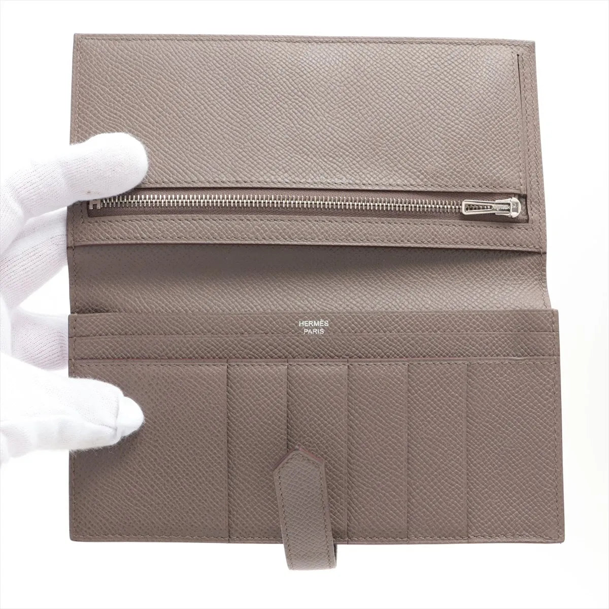 Hermes Bearn Soufflet Veau Epsom Long Wallet Etoupe