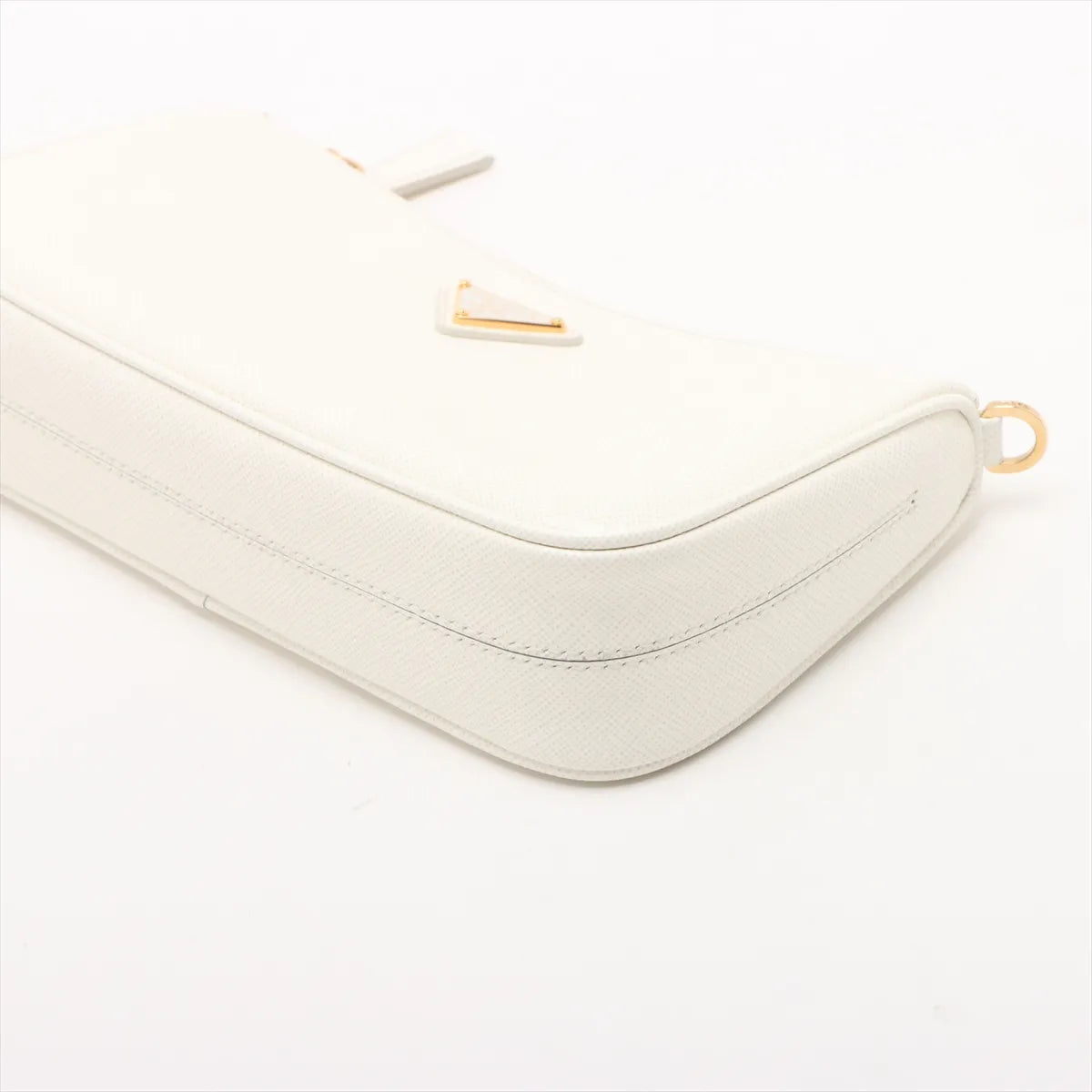 Prada Saffiano Leather Chain Shoulder Bag White