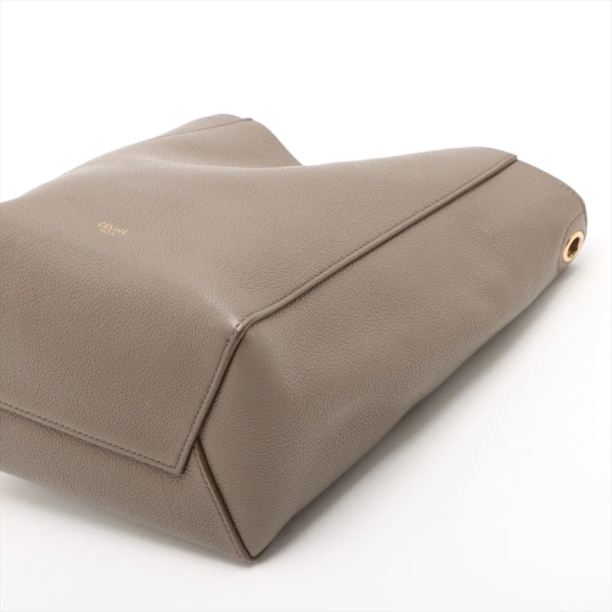 Celine Sangle Leather Small Bucket Shoulder Bag Beige