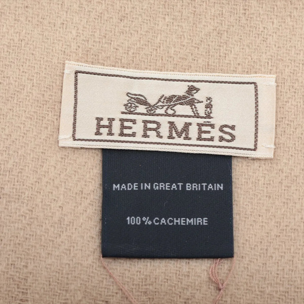 Hermès Logo Cashmere Scarf Beige