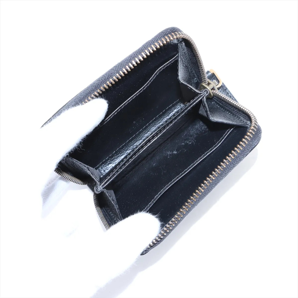 Gucci Double G Leather Zip Coin Purse Black