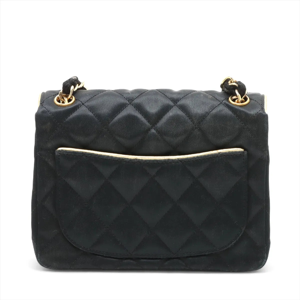 Chanel Mini Matelasse Satin x Leather Single Flap Single Chain Bag Black