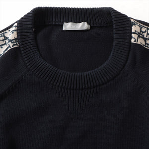 Dior Sweatshirt Oblique Inserts Cotton Knit Navy Blue