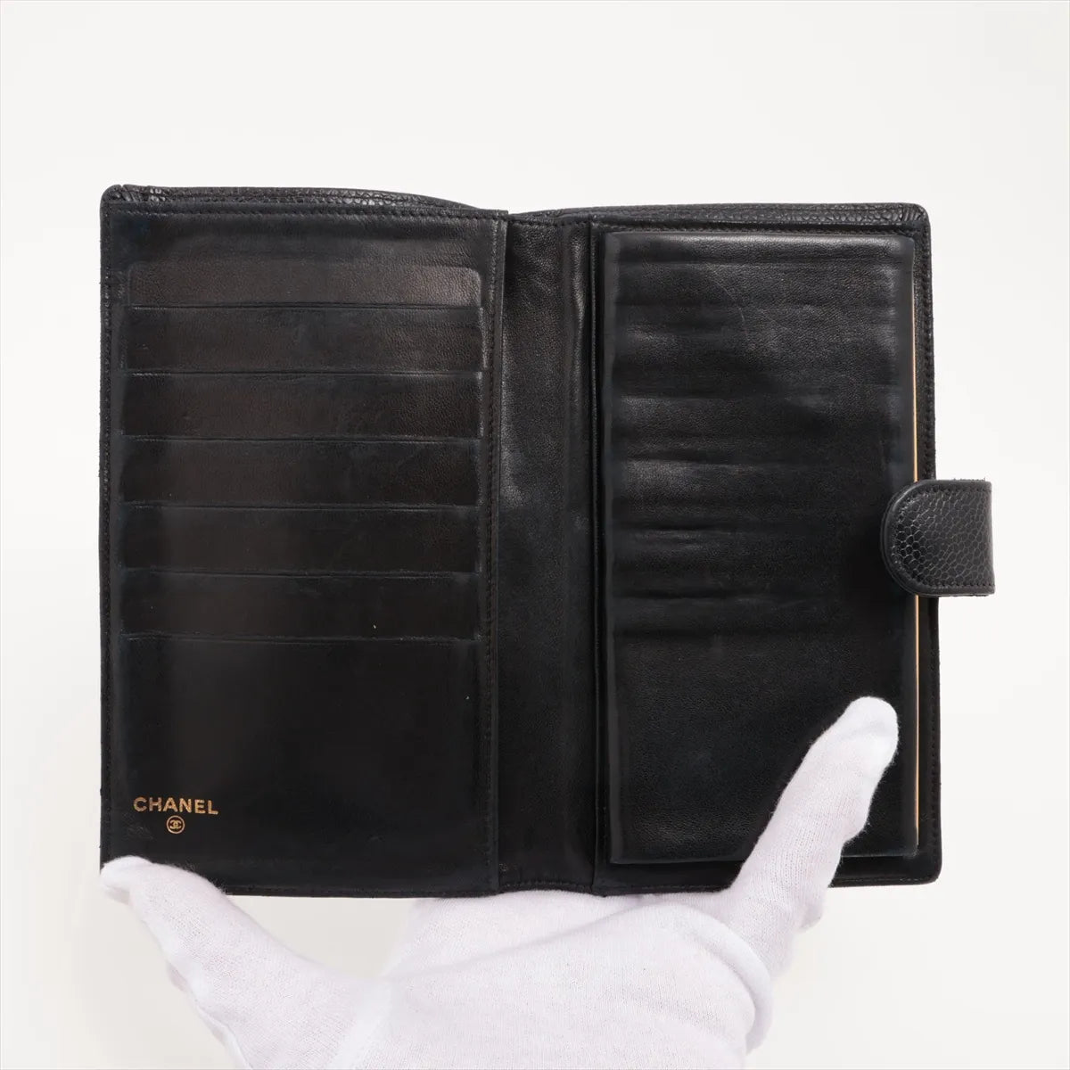 Chanel CC Logo Caviar Skin Long Wallet Black