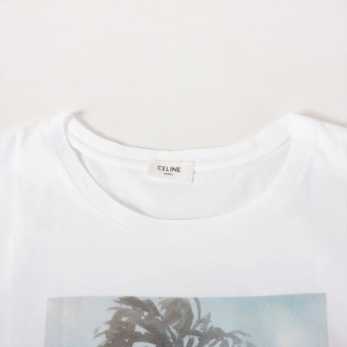 Celine Printed Statement "Vaguely Aspirational" Cotton T-shirt White