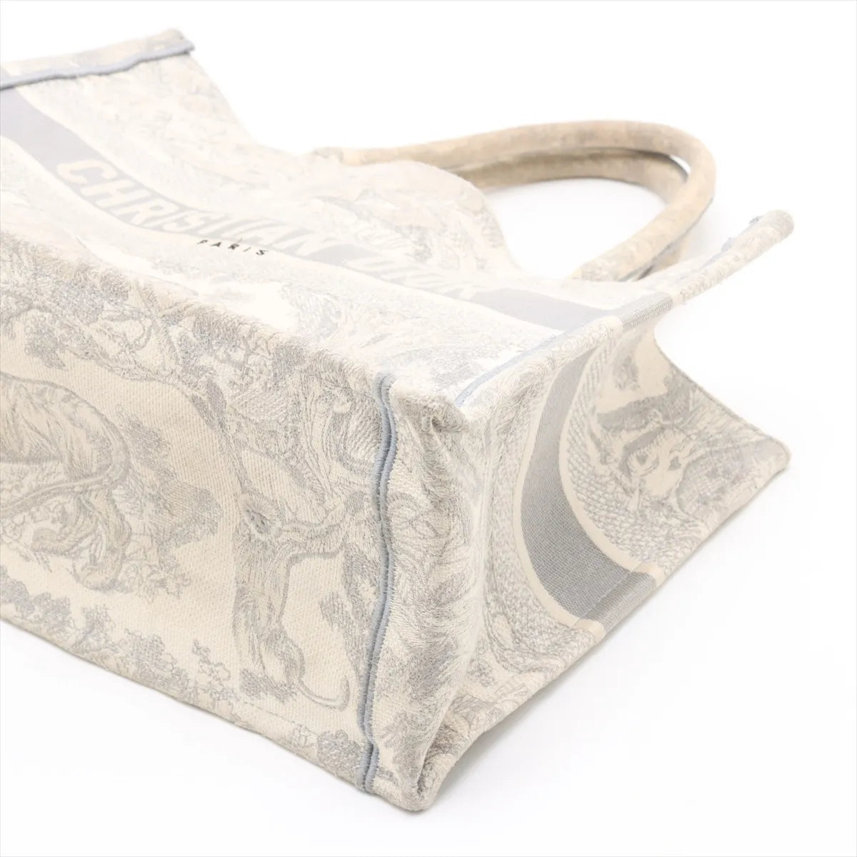 Christian Dior Toile De JouY Embroidery Medium Book Tote Gray