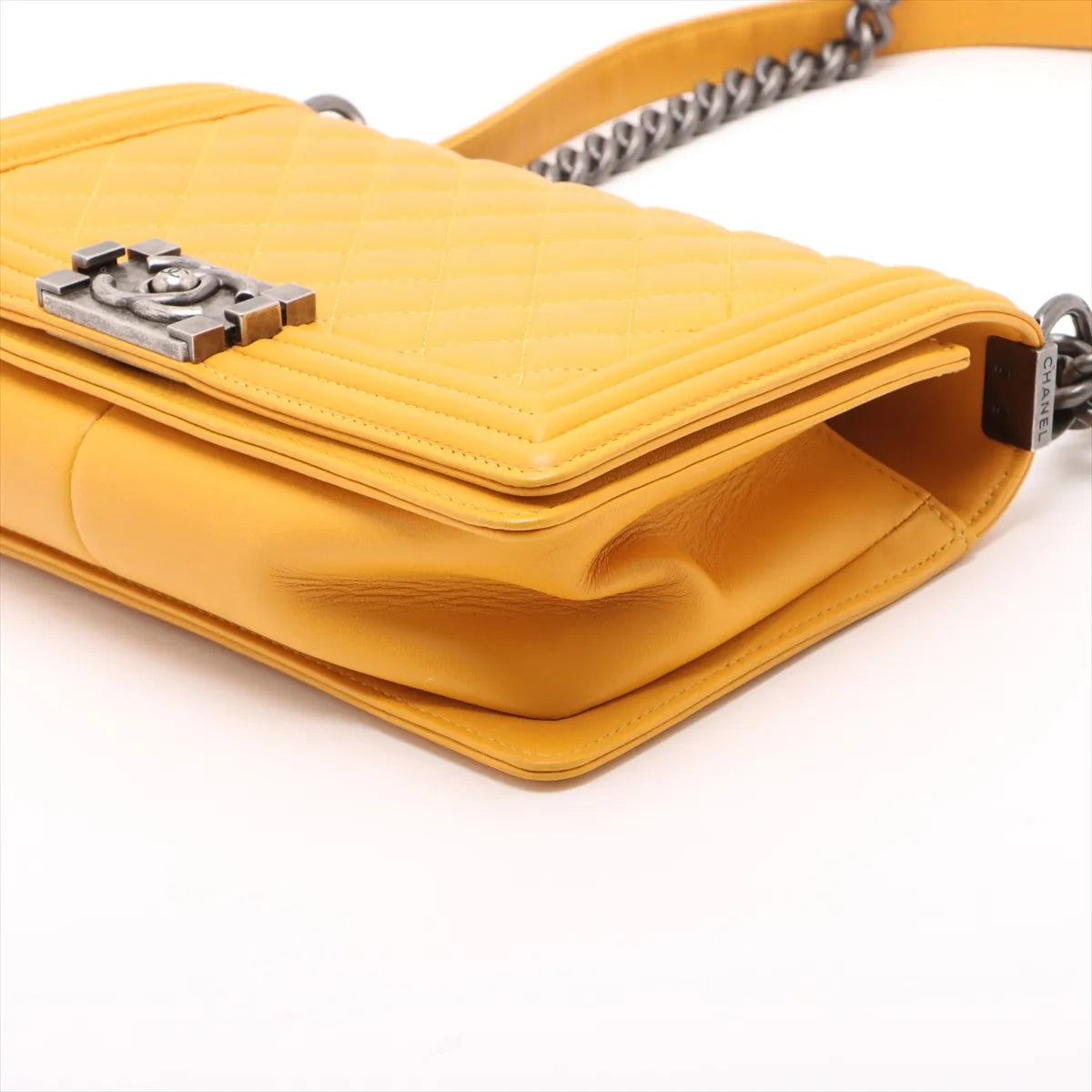 Chanel Boy Chanel 25 Lambskin Chain Shoulder Bag Yellow