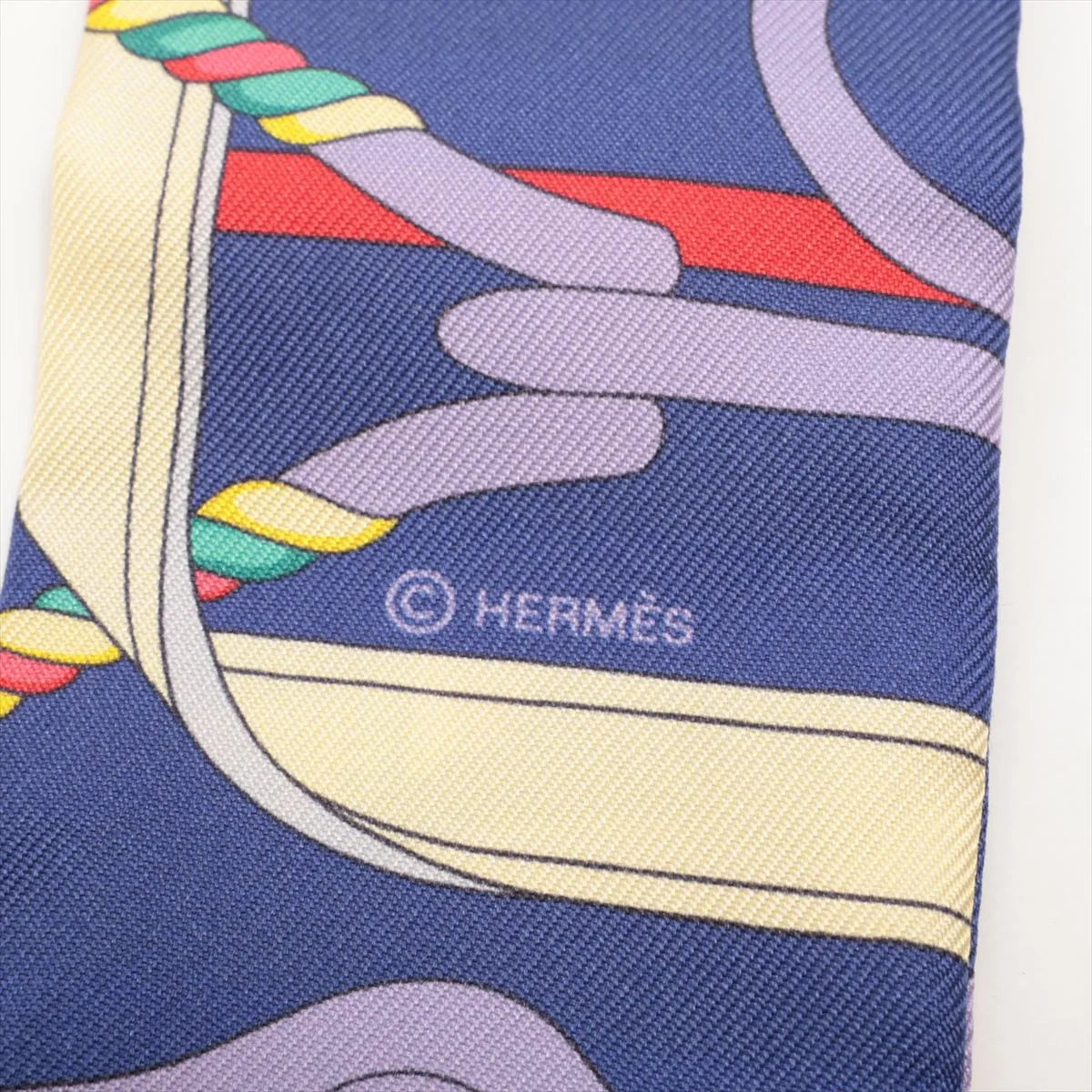 Hermes Twilly Panoplie Equestre Silk Scarf Blue