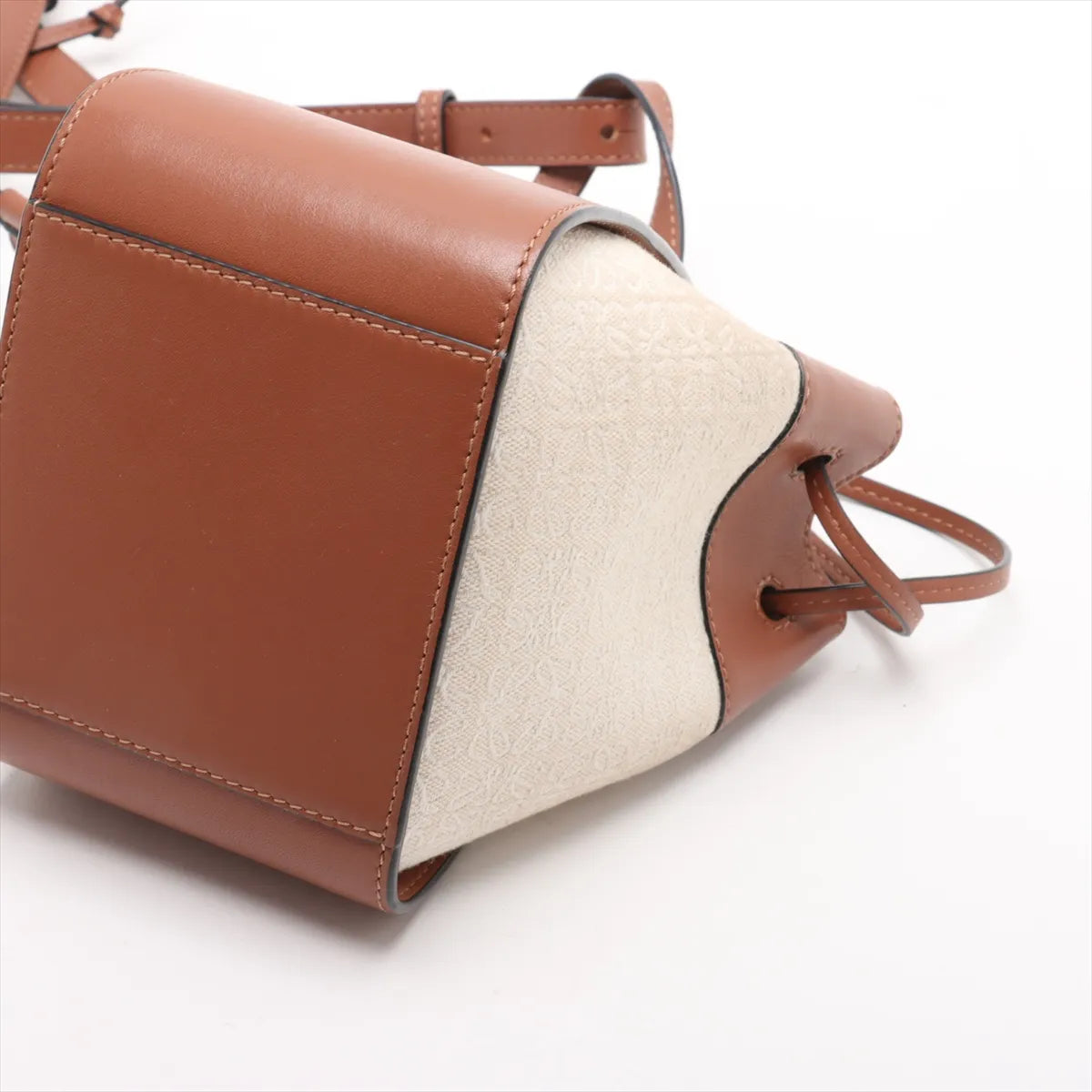 Loewe Hammock Mini Leather Canvas Two-Way Shoulder Bag Beige x Brown