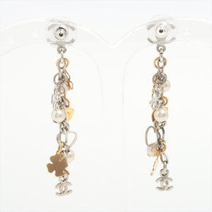 Authentic Chanel CC Clover Drop Stud Earring