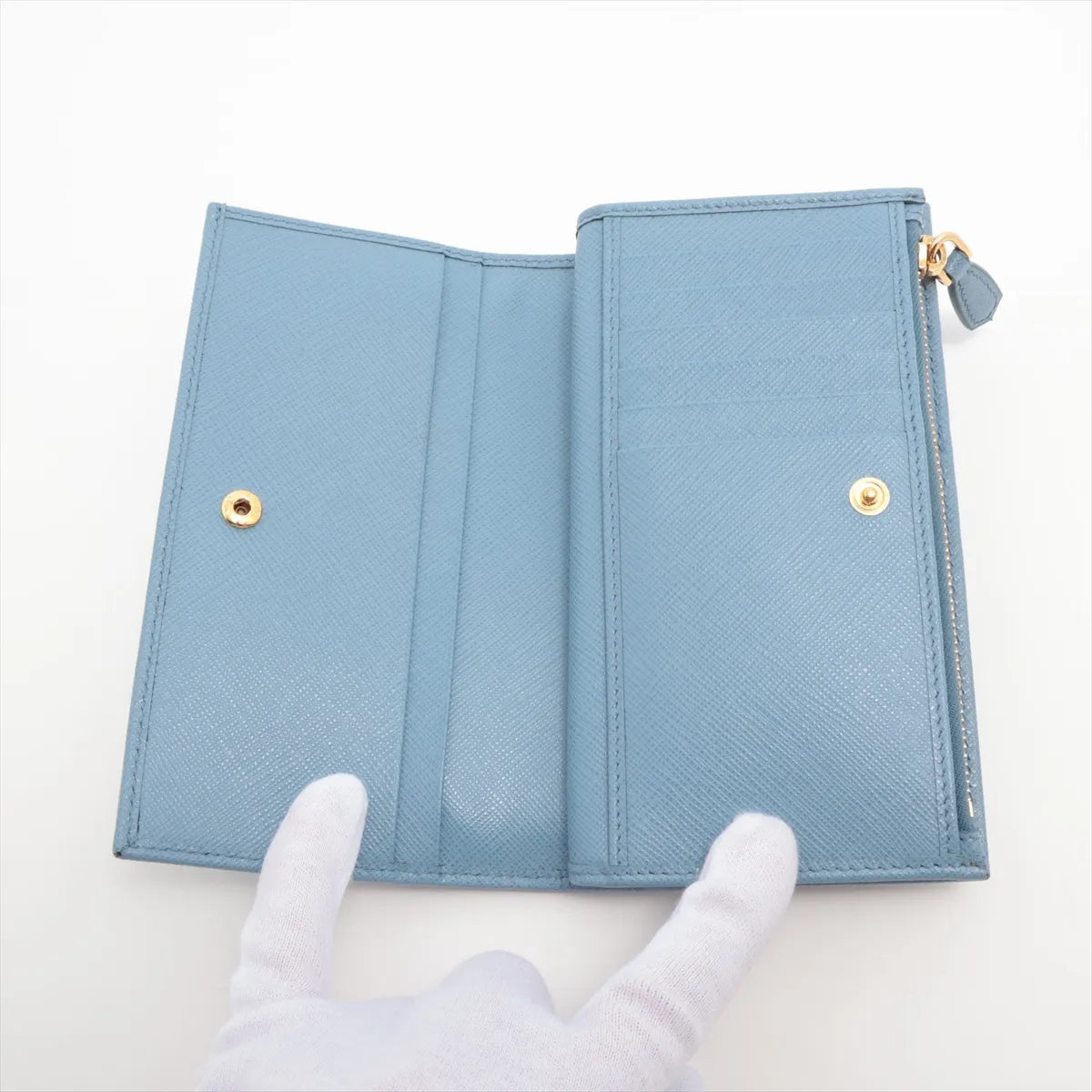 Prada Saffiano Leather Long Wallet Blue