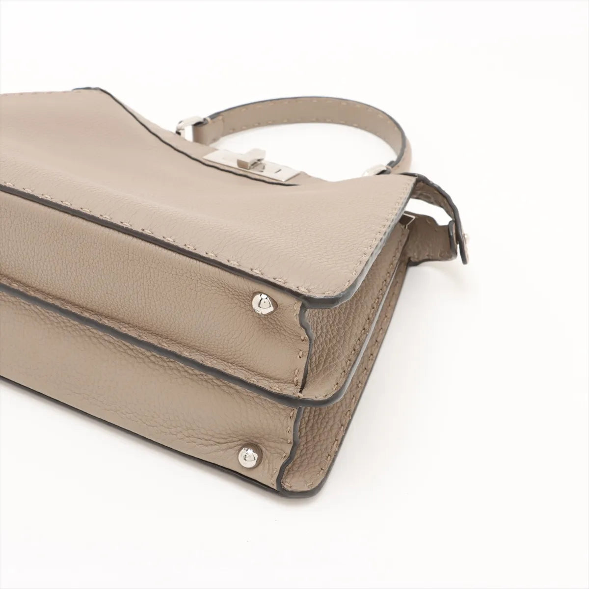 Fendi Selleria Peekaboo ICU Medium Leather Two-Way Handbag Beige