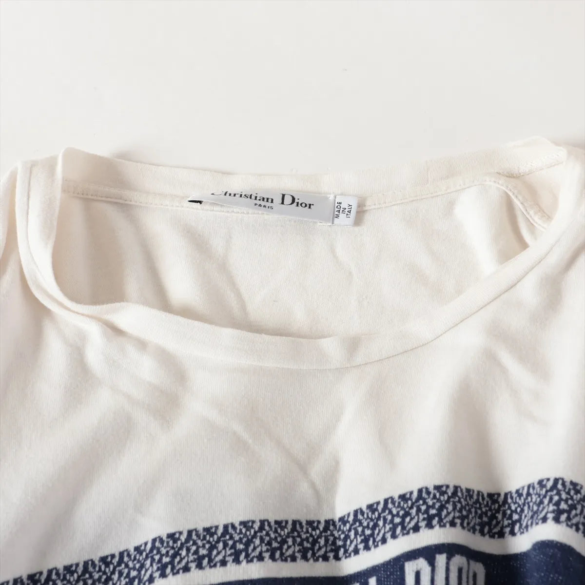 Christian Dior Cotton T-shirt White x Navy Blue