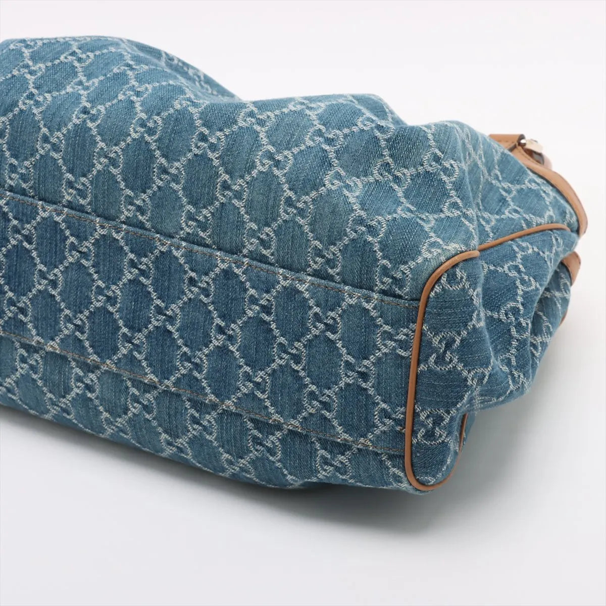 Gucci GG Logo Denim Leather Handbag Blue