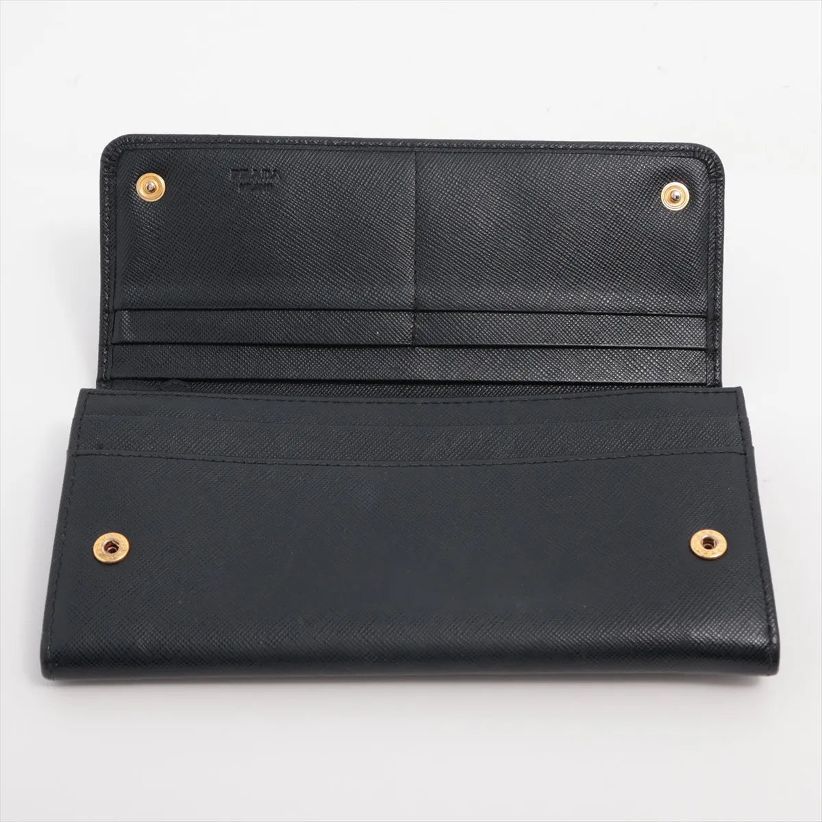 Prada Saffiano Leather Ribbon Long Wallet Black