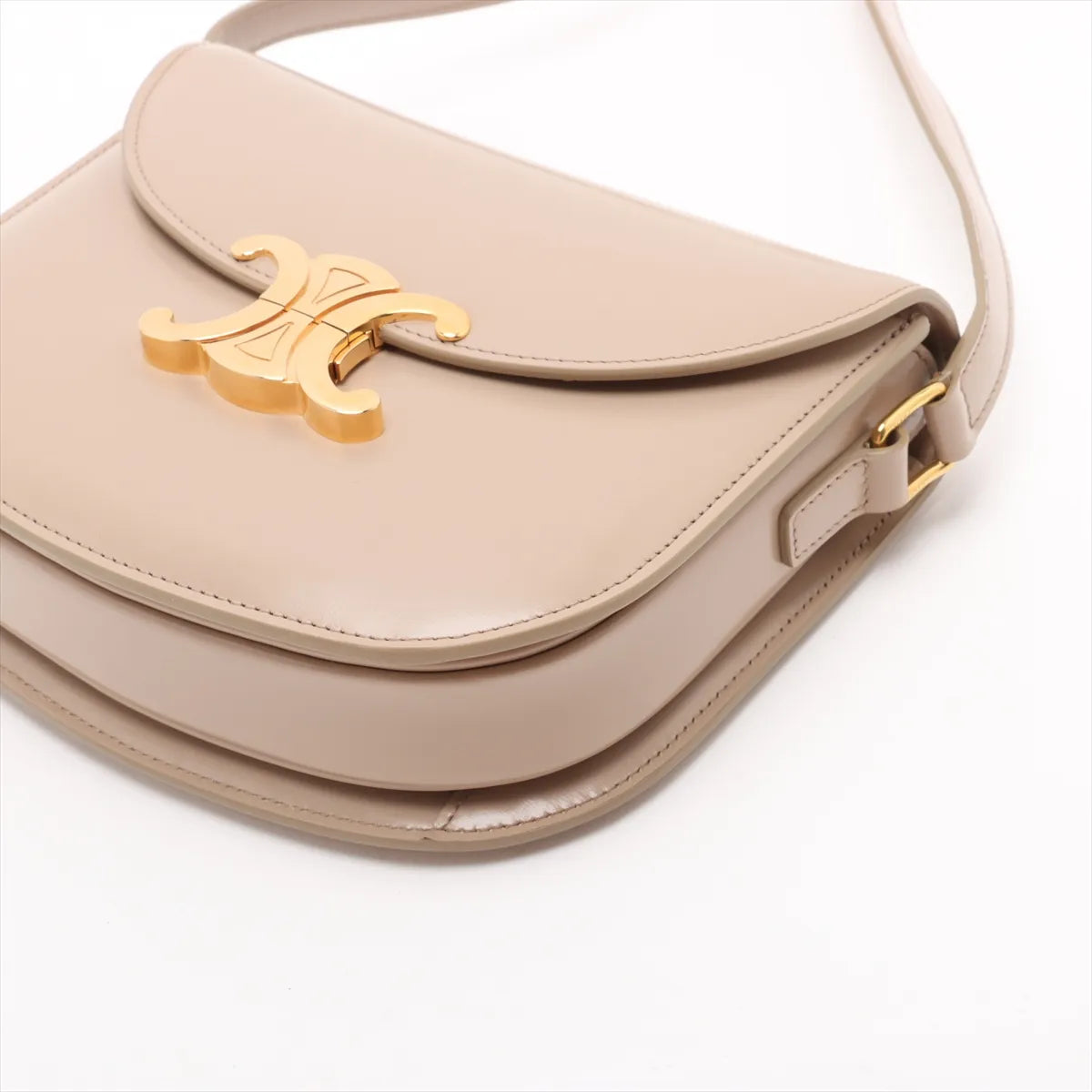 Celine Triomphe Leather Half-moon Shoulder Bag Beige
