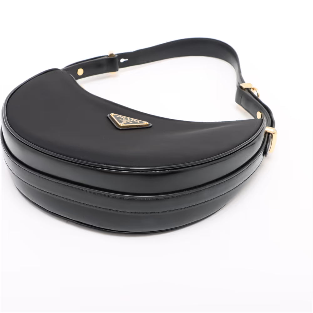 Prada Tessuto Arque Nylon Leather Two-Way Shoulder Bag Black