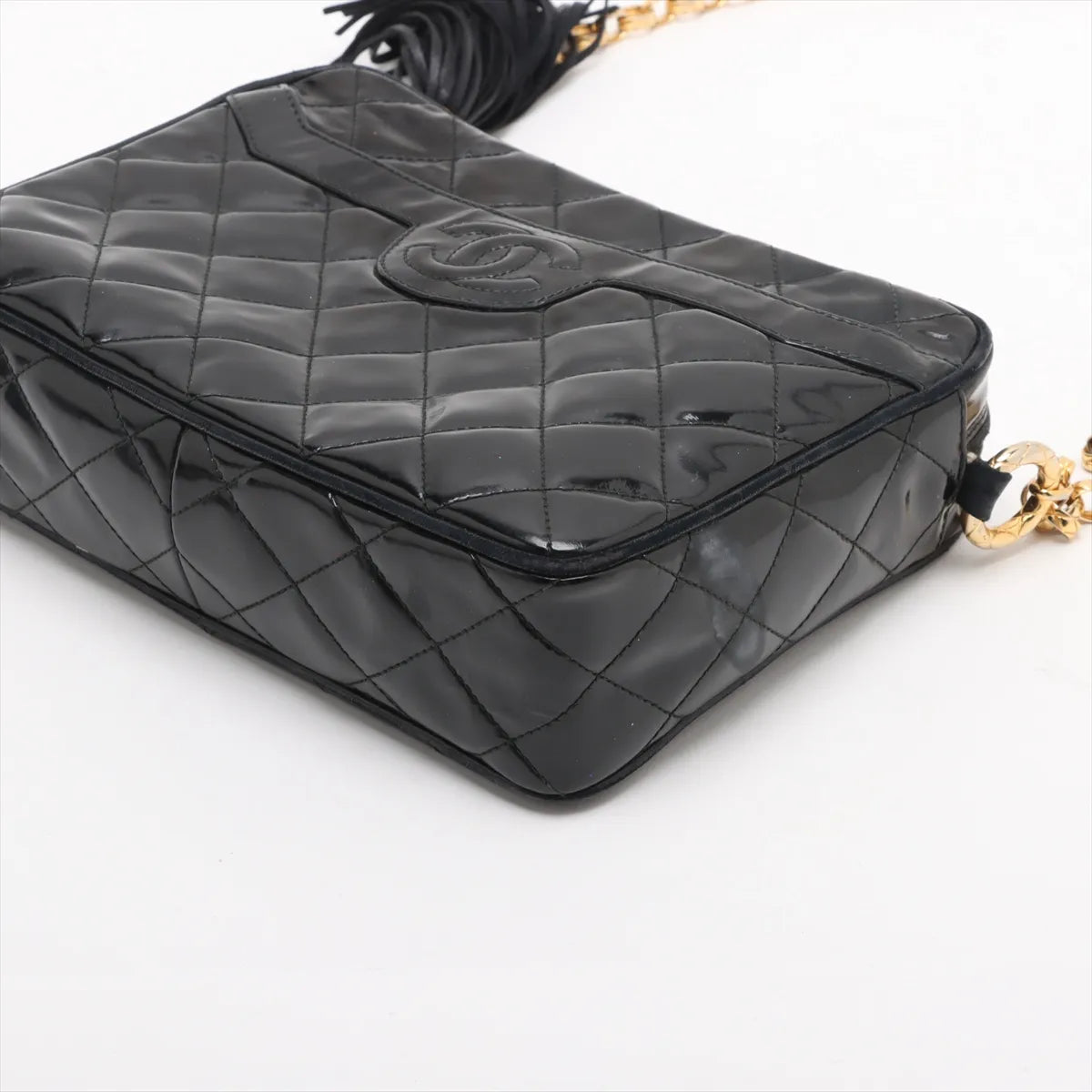 Chanel CC Logo Matelasse Patent Leather Chain Shoulder Bag