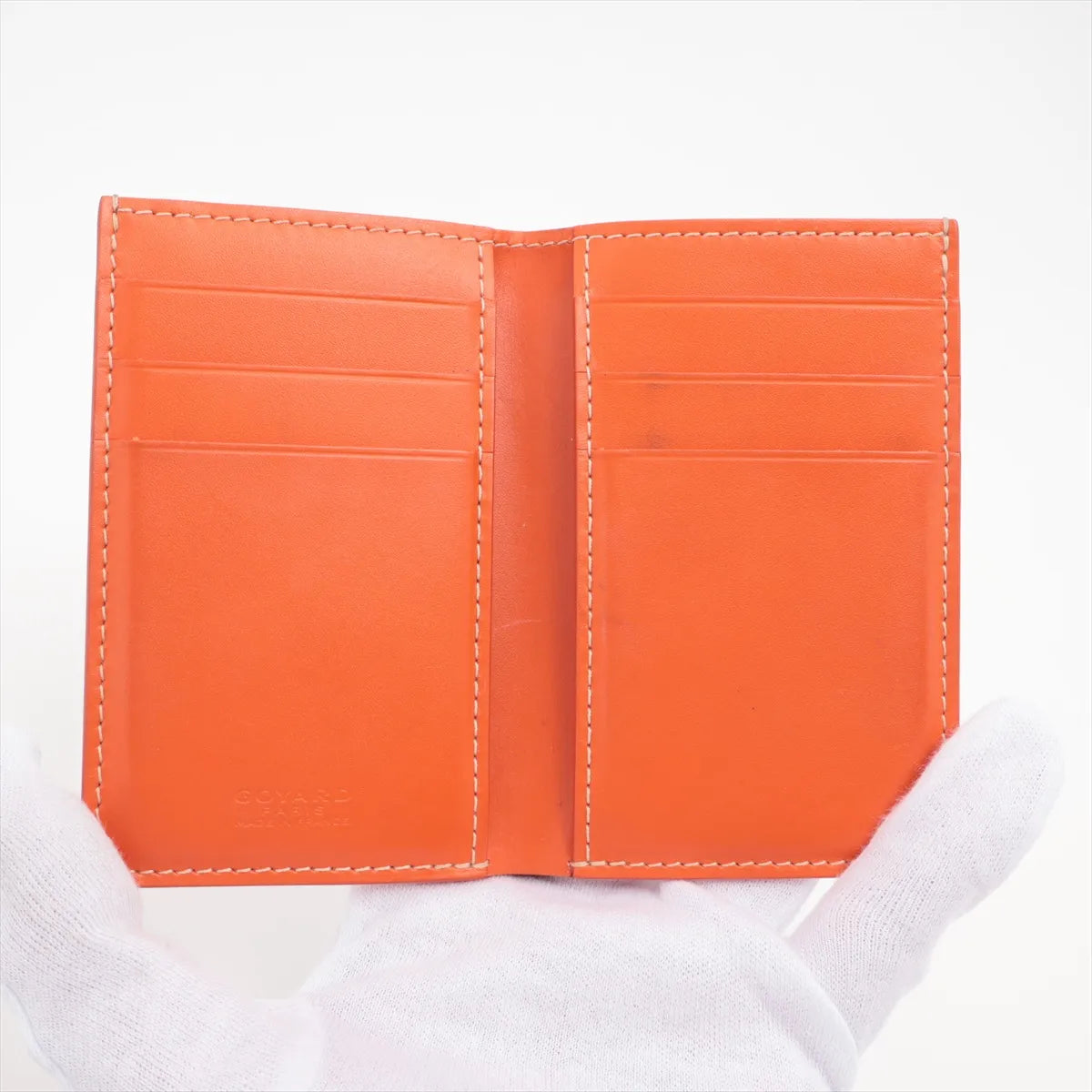 Goyard Herringbone Leather Card Case Orange