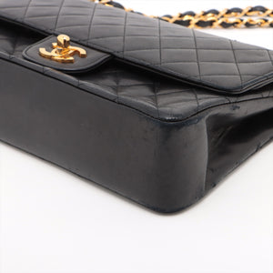 Chanel Matelasse Lambskin Medium Double Flap Chain Shoulder Bag Black
