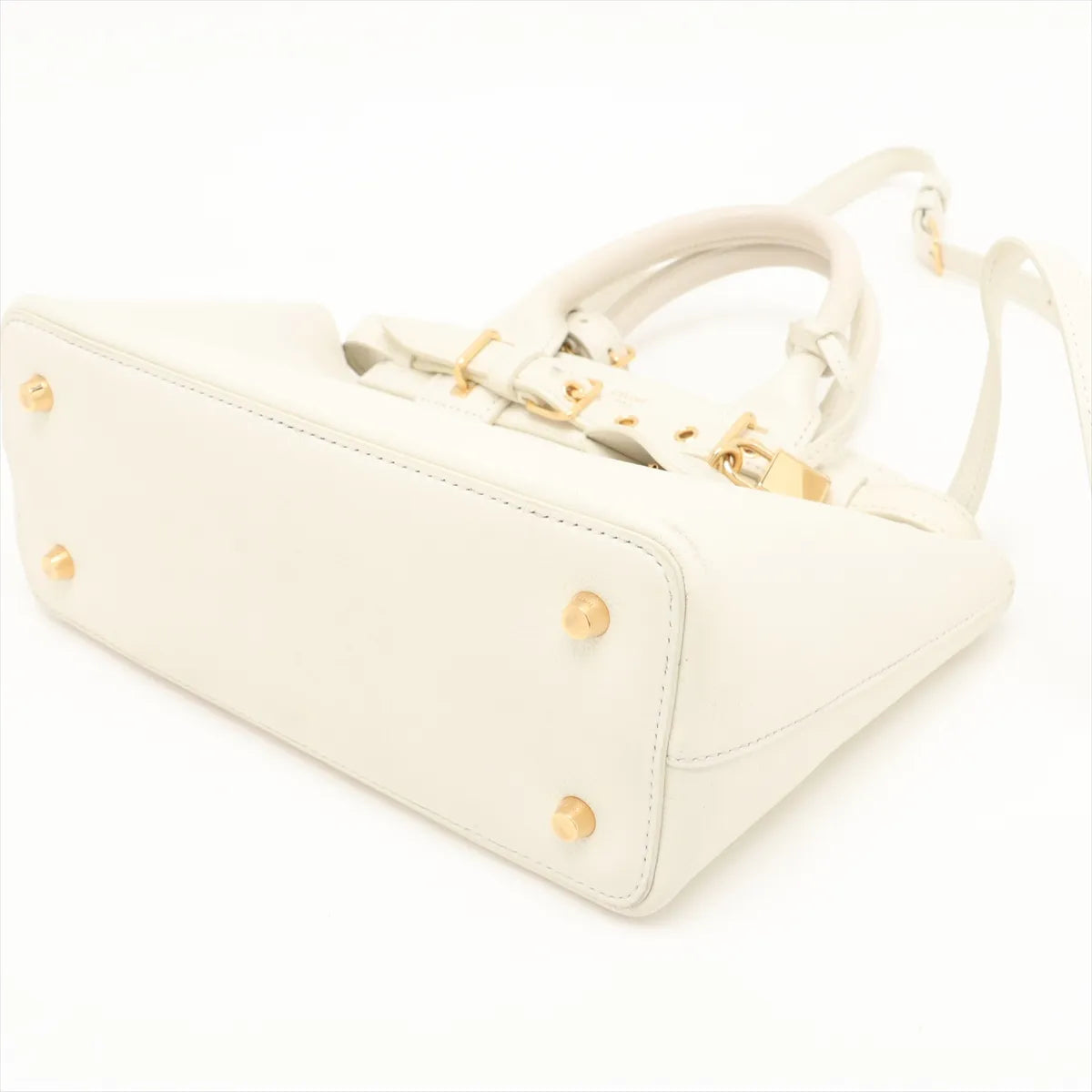 Celine Conti Leather Two-Way Handbag White