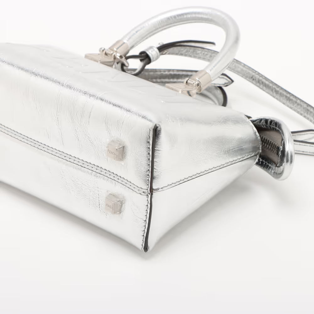 Fendi By The Way Mini Leather Two-Way Handbag Silver
