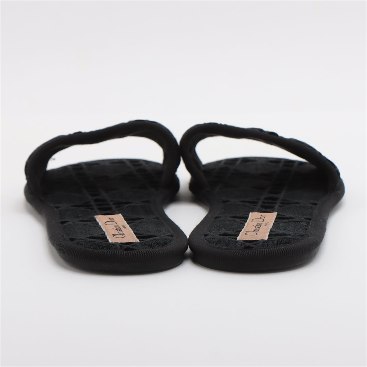 Christian Dior Cannage Velour Slide Sandal Black