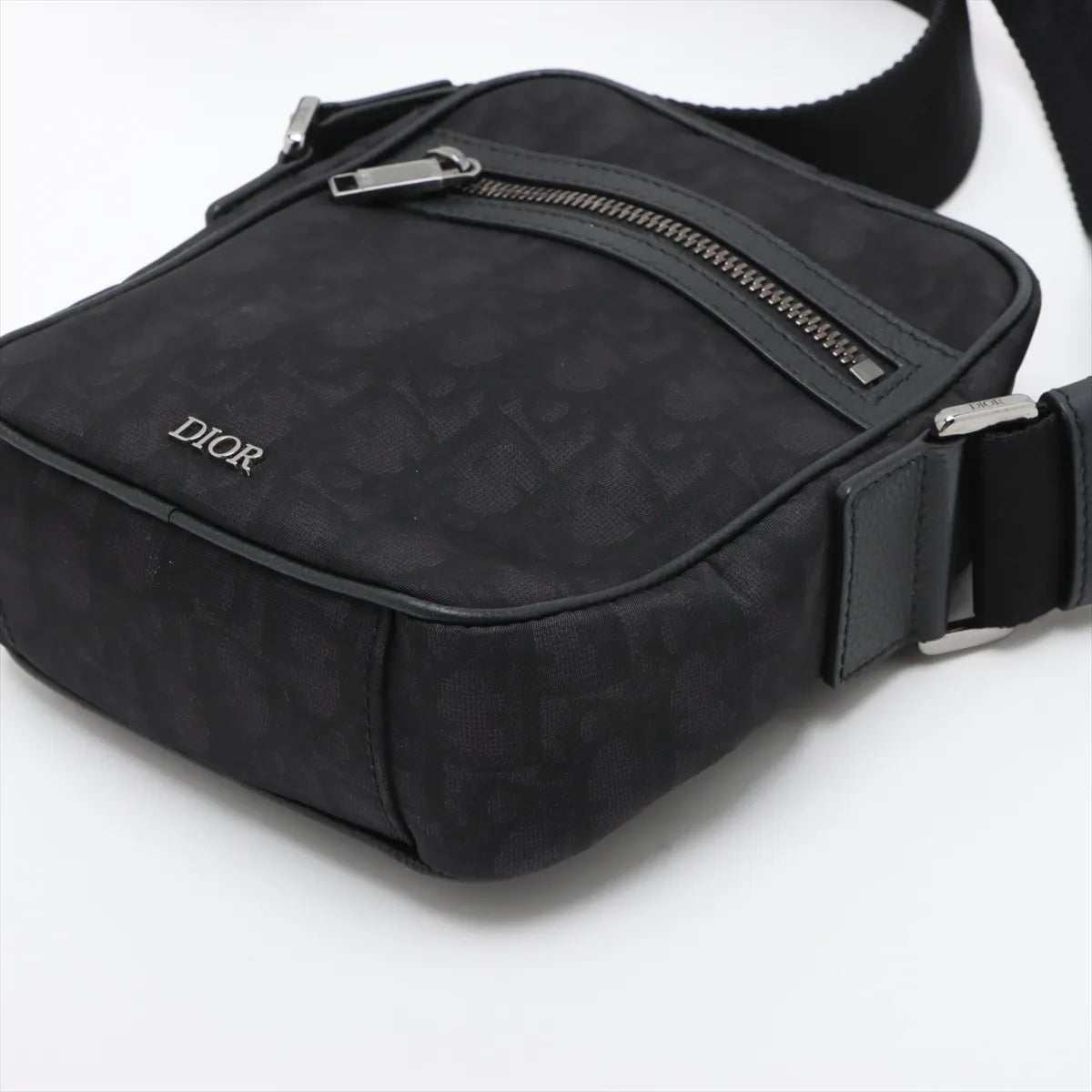 Dior Oblique Nylon Leather Shoulder Bag Black