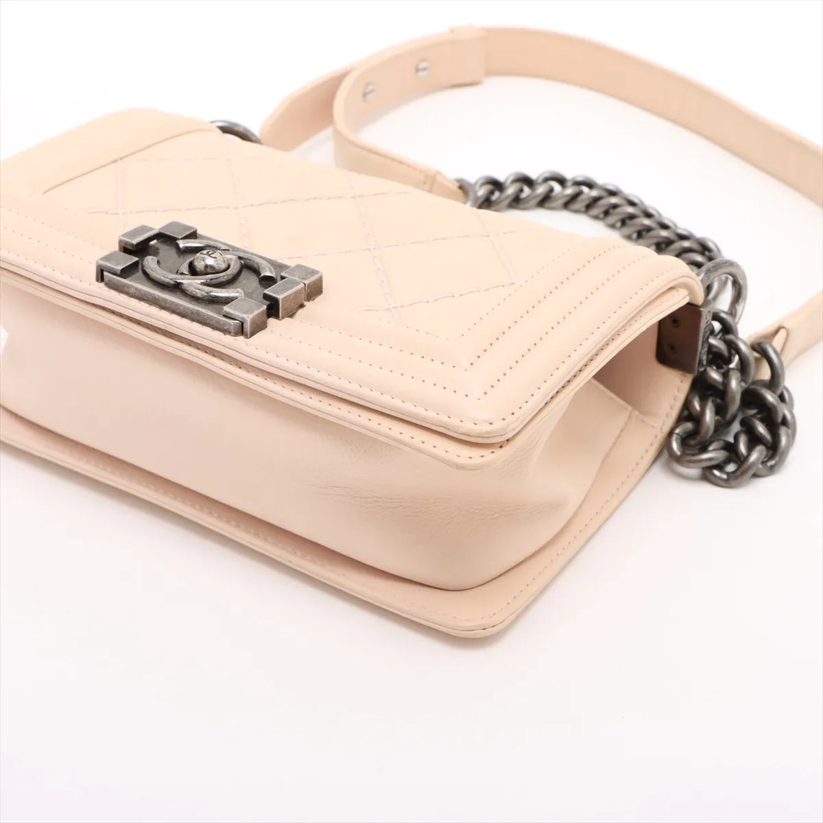 Chanel Boy Chanel 20 Small Lambskin Chain Shoulder Bag Beige