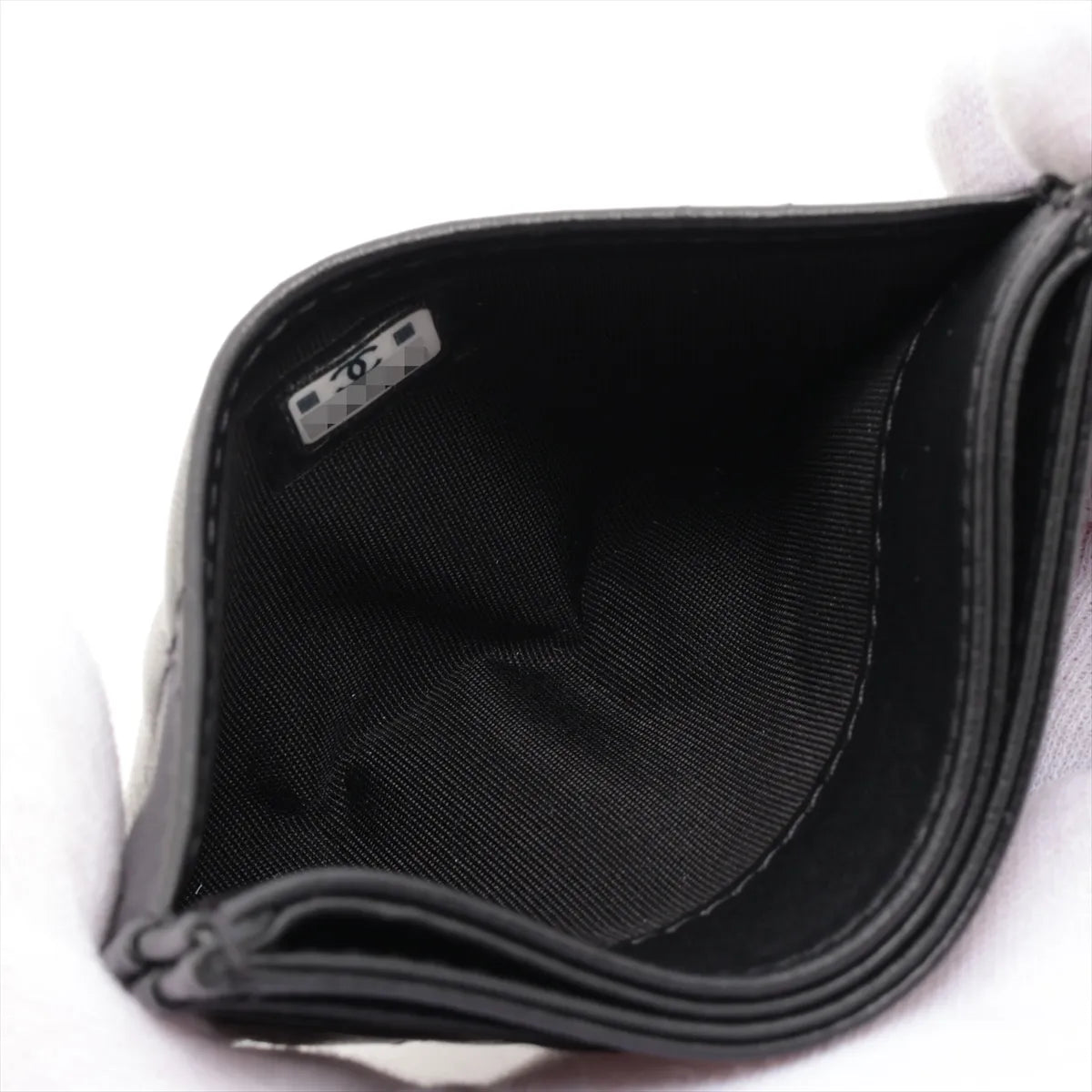 Chanel CC Logo Matelasse Lambskin Card Case Black