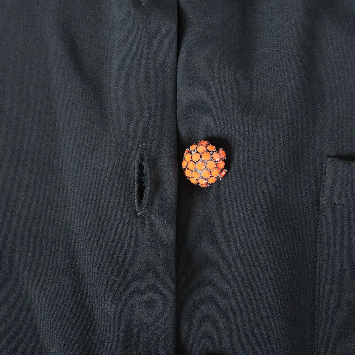 Etro Rayon Shirt Orange Rhinestone Button Knee Length Dress Black