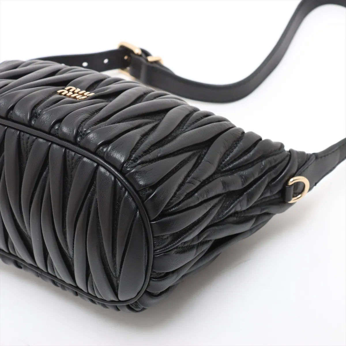 Miu Miu Matelasse Leather Shoulder Bag Black