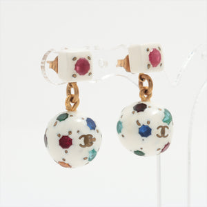 Chanel Multicolor Stone Soccer Ball Earring