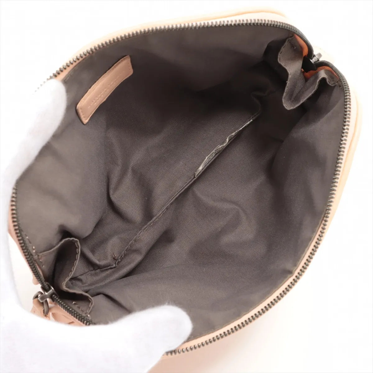 Bottega Veneta Intrecciato Leather Pouch Pink Beige