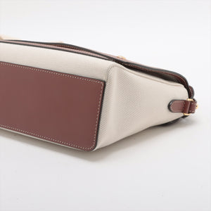 Designer Burberry Horseferry Canvas Leather Shoulder Bag Beige×Brown