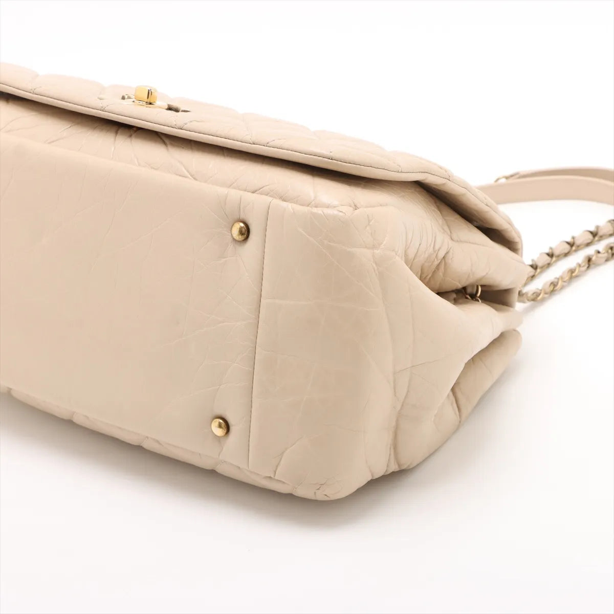 Chanel CC Logo Matelasse Vintage Calf Two-Way Shoulder Bag Beige