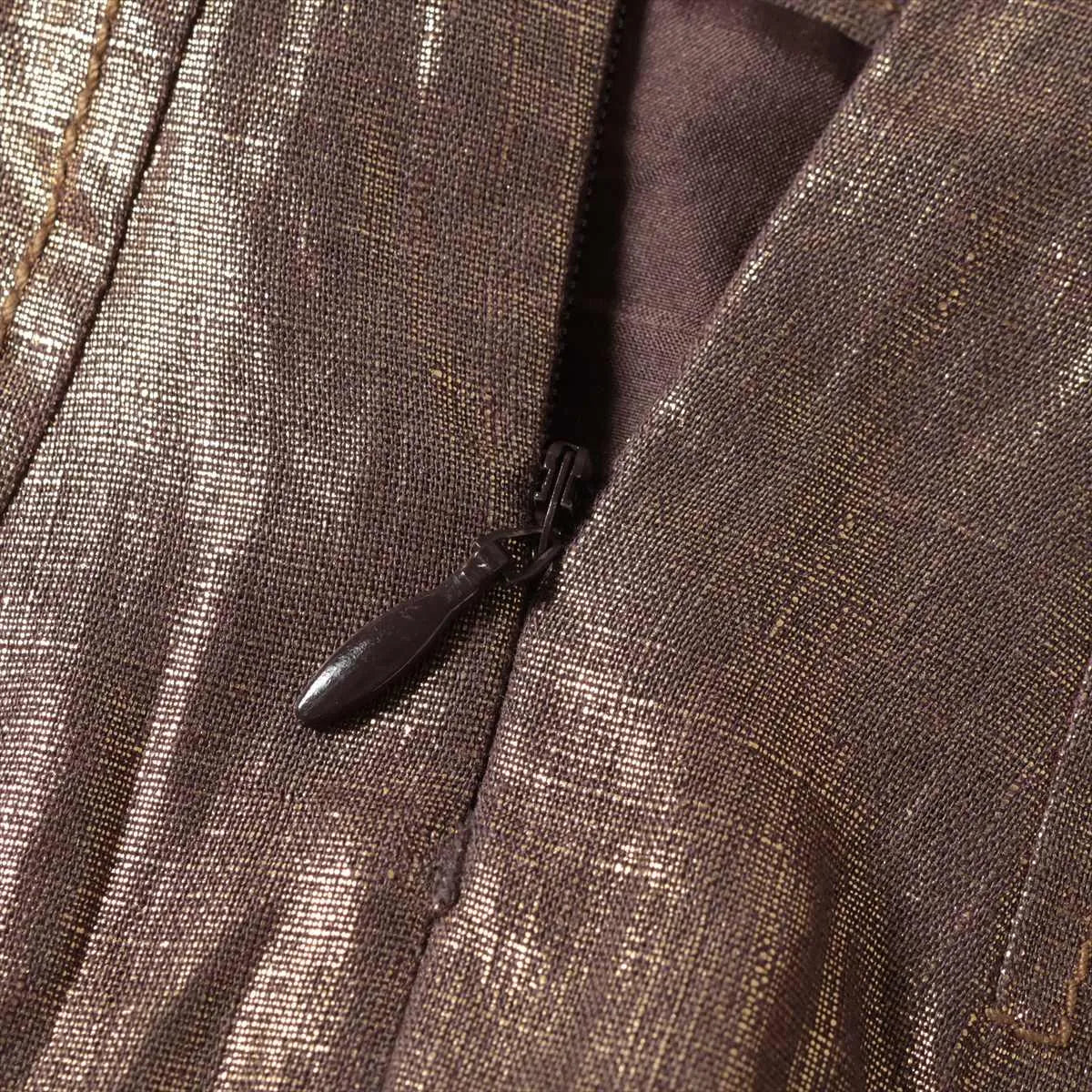 Christian Dior Linen Skirt Brown x Metallic Gold
