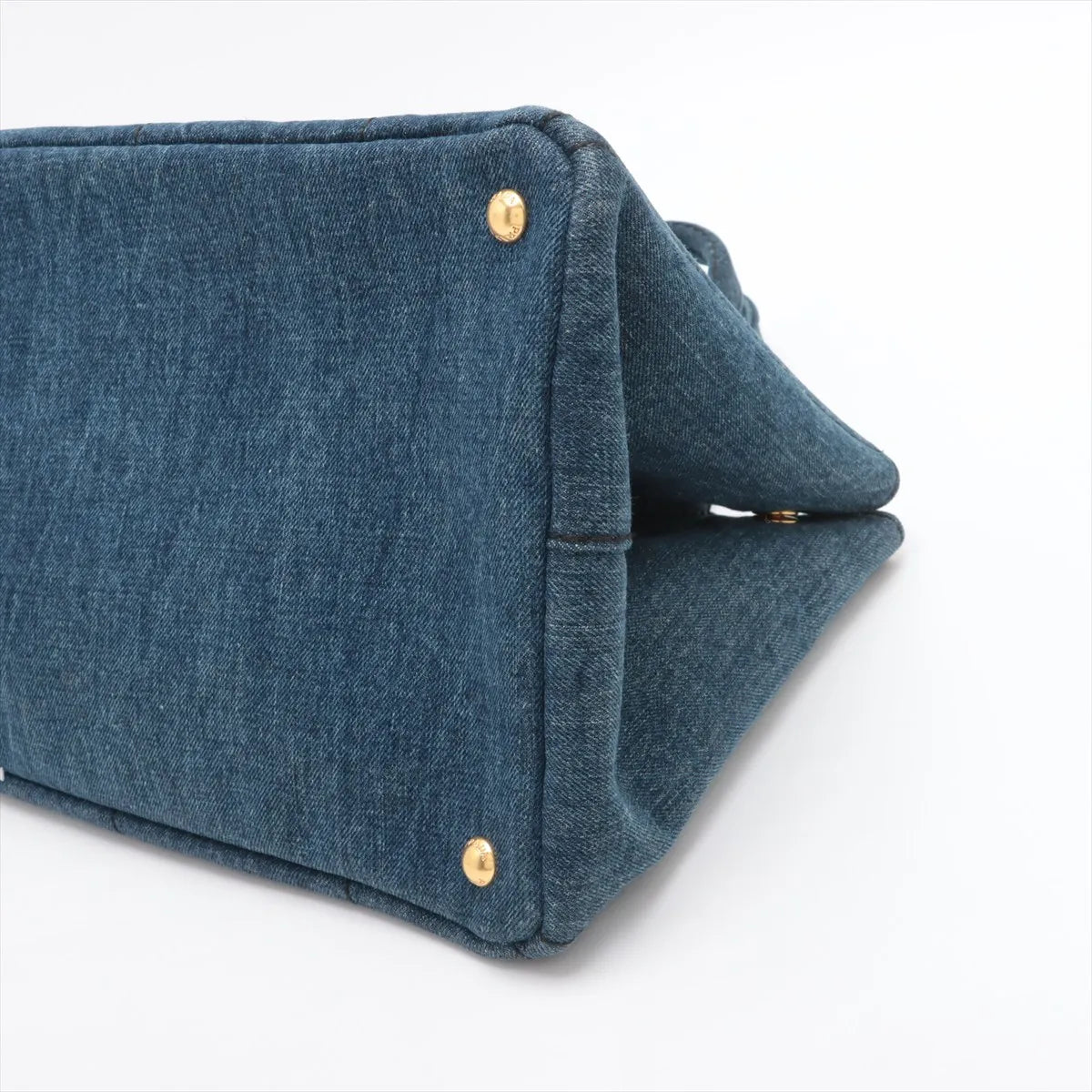 Prada Canapa Denim Tote Handbag Blue