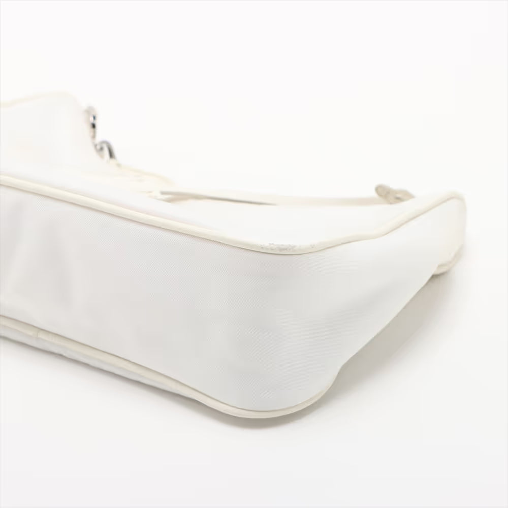 Prada Tessuto Nylon Leather Two-Way Shoulder Bag White