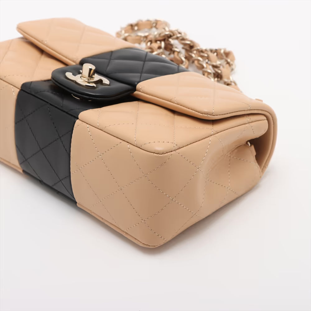 Chanel CC Logo Mini Matelasse 20 Lambskin Single Flap Single Chain Bag Beige