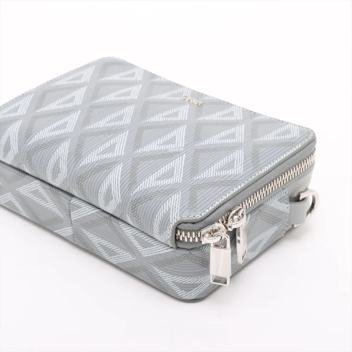 Christian Dior CD Diamond Leather Shoulder Bag Gray