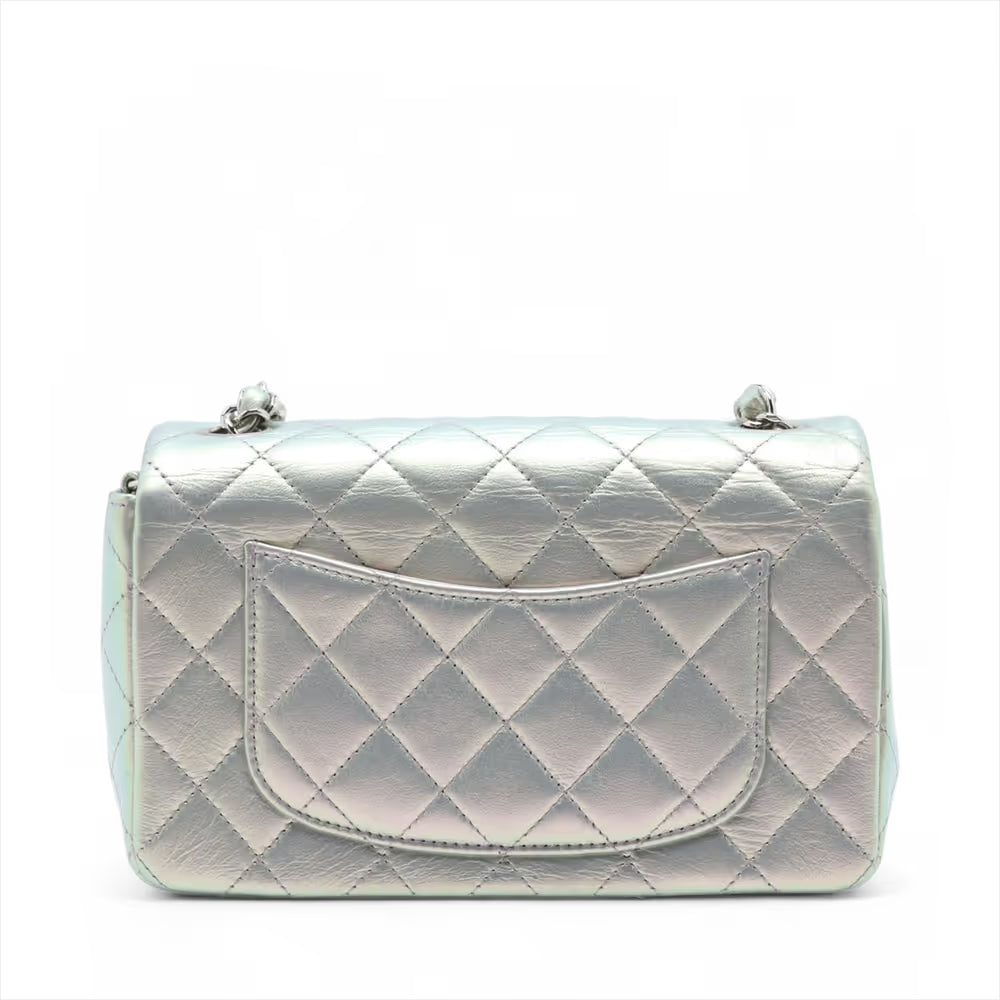 Chanel CC Logo Mini Matelasse 20 Leather Single Flap Single Chain Bag Silver