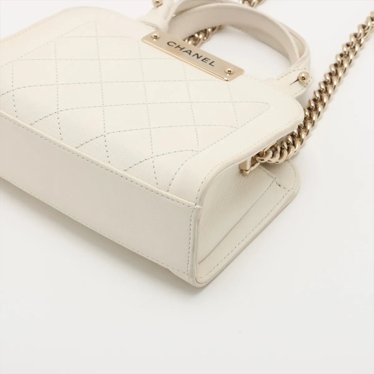 Chanel Matelasse Leather Two-Way Shoulder Bag White
